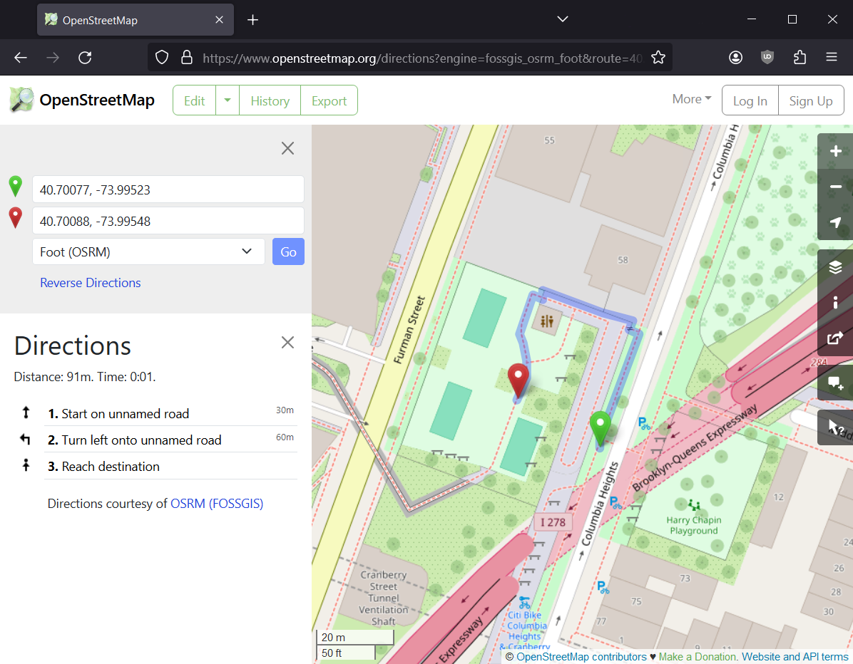 routing problem at Squibb Park in Brooklyn, bypassing ramp
